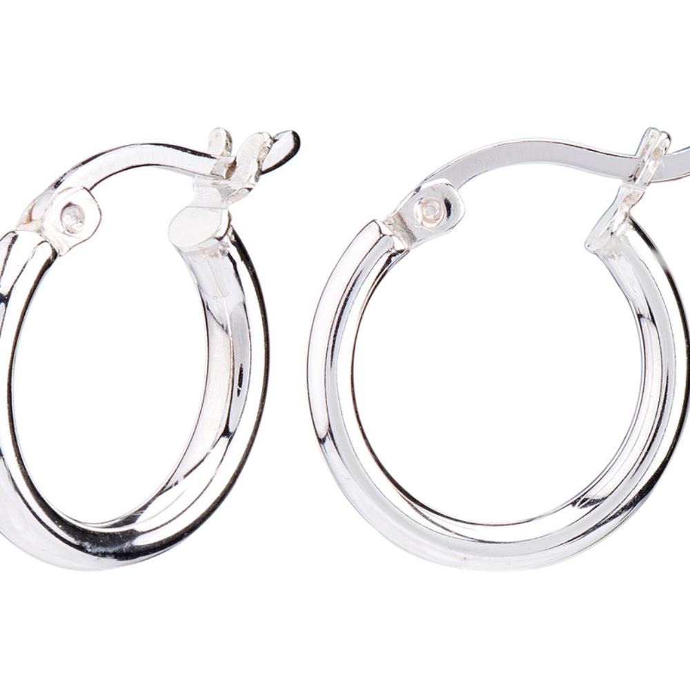 Sterling Silver 15mm Click-Top High Polish Huggie Hoop Earrings